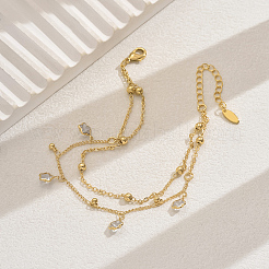 Милые и симпатичные женские браслеты на ногу с подвеской в виде звезды из прозрачного стекла и латуни&nbsp;IN3694
