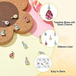 10 шт. 5-х цветная каплевидная латунная подвеска со стеклянными подвесками&nbsp;KK-CJ0003-47