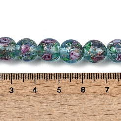 Нити бусин лампворк из песочного золота ручной работы LAMP-B028-03G-10mm