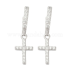 S925 серьги-кольца из стерлингового серебра с микропаве из прозрачных кубических цирконий для женщин EJEW-G427-01P-02