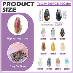 200шт 10 цвета гальванические стеклянные бусины&nbsp;EGLA-CD0001-11