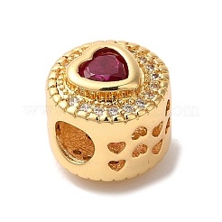 Плоская круглая с рисунком в виде сердца стойка покрытие латунь микропаве кубический цирконий европейские бусины KK-G511-01G-04