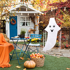 Призрак полиэстер ветроуказатель стример рыба флаг&nbsp;AJEW-WH20008-09