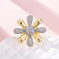 Латунные кольца-манжеты с микропаве и прозрачным цирконием для женщин RJEW-H248-02GP