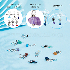 6 комплект 6 стилей подвесок из сплава с натуральными и синтетическими камнями в стиле чакра FIND-FH0006-29