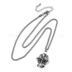 Ожерелья с подвеской из цинкового сплава и стразов с черепом NJEW-Z062-02AS