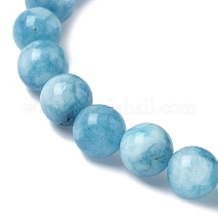 Натуральный голубой кварц имитация амазонита круглые бусины эластичные браслеты для мужчин и женщин BJEW-JB12000