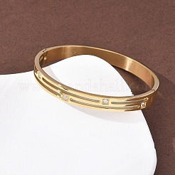 Женские браслеты из нержавеющей стали 304 с микропаве из прозрачных кубических цирконий&nbsp;BJEW-B161-03G