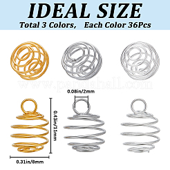 108 шт. 3-х цветные спиральные подвески из нержавеющей стали в виде клетки для бусин STAS-CN0001-59