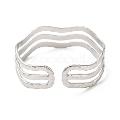 Не тускнеющие волнистые открытые браслеты-манжеты из нержавеющей стали 304 BJEW-L682-008P