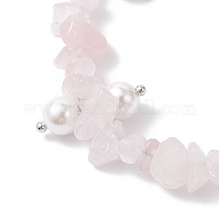 Браслеты из круглых бусин из натурального розового кварца и стеклянных ракушек&nbsp;BJEW-JB12303-03