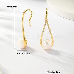 Простые и элегантные 925 серебряные серьги с цирконом и жемчугом EO1627