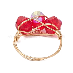 Прозрачные гальванические стеклянные бусины с экологически чистыми медными проволочными кольцами RJEW-JR00877