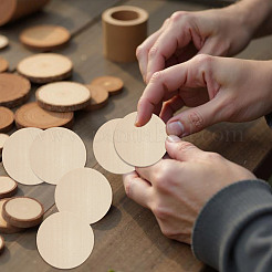 Необработанные деревянные плоские круглые вырезы WOOD-WH0050-042C