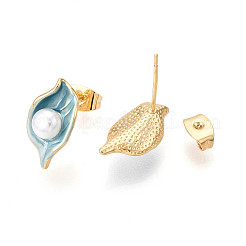 Серьги-гвоздики из натурального жемчуга из латуни PEAR-N020-06R