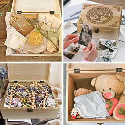 Прямоугольные деревянные коробки на память с крышками CON-WH0101-030