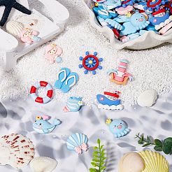 Кабошоны из непрозрачной смолы с морской тематикой CRES-SC0002-92