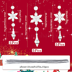 15 шт. 3 стиля рождественские акриловые снежинки подвесные украшения HJEW-SP0001-04A