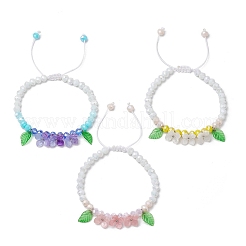 3шт 3 цвета гальванизированные стеклянные бусины плетеные браслеты для женщин BJEW-TA00594