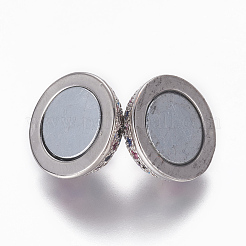 Магнитные застежки из латуни с цирконием и микропаве с петлями ZIRC-L082-E-02-P