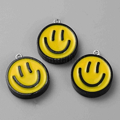 Подвески из непрозрачной смолы и эмали&nbsp;LS-RESI-WH0036-20A