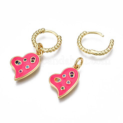 Серьги-кольца из латуни с микро-паве из фианита&nbsp;EJEW-T014-35G-NF