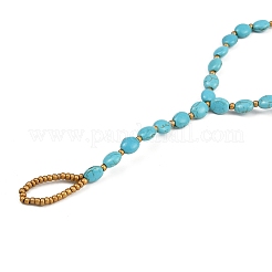 Синтетические бирюзовые овальные и стеклянные бусины с эластичными кольцами на пальцы ног для женщин AJEW-K052-02