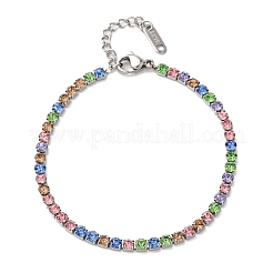 Браслеты-цепочки из нержавеющей стали 304 со стразами для женщин&nbsp;BJEW-G753-01P-01