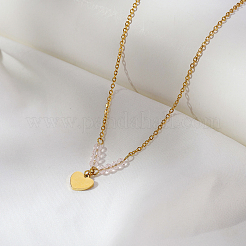 Простые ожерелья с подвеской в виде сердца из нержавеющей стали для ежедневного ношения женщинами SC0258-2