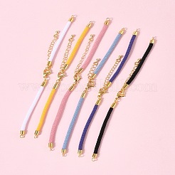 6шт 6-х цветные витые нейлоновые шнуры серебряные браслеты&nbsp;DIY-FS0008-93