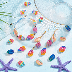 60 шт. 6-цветные бусины из натуральной ракушки каури SSHEL-NB0001-42