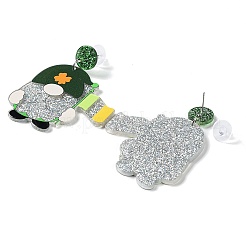 Серьги-гвоздики из сверкающего акрила ко Дню святого Патрика&nbsp;LS-EJEW-P243-A03