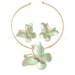 Комплекты из ожерелий и серег-гвоздиков из сплава эмали и хрустальных страз FS-WG8339F-03