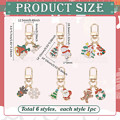 6 шт. рождественские украшения из эмалевого сплава&nbsp;HJEW-PH02213