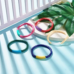 Эластичные браслеты из полимерной глины ручной работы&nbsp;BJEW-JB07781