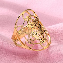 Регулируемое кольцо из нержавеющей стали 304 «Звезда Давида» RJEW-P037-05G