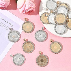 10 шт. плоская круглая подвеска из сплава со стразами в форме кабошона&nbsp;ALRI-YW0001-32KCG