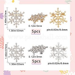 10 шт. 2 цвета хрустальные стразы рождественская снежинка брошь-булавка JEWB-GF0001-29