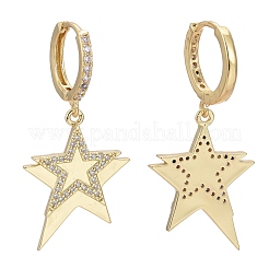 Серьги-кольца из латуни с микро-паве из фианита EJEW-K083-19G-B