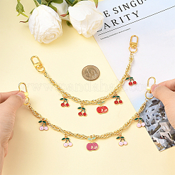 2 шт. 2 стиля сплав эмаль вишневый шарм латунная сумка декоративные цепочки&nbsp;HJEW-SC0002-62