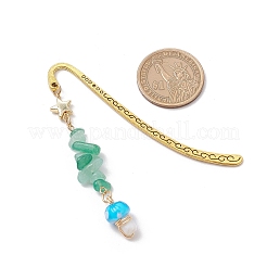 Бусины-подвески в виде грибов-лэмпворк из натурального зеленого авантюрина AJEW-JK00376