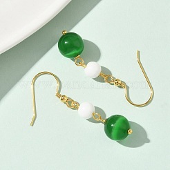 Серьги-подвески кошачий глаз из нержавеющей стали 304 с гальваническим покрытием&nbsp;EJEW-Z129-14G-03