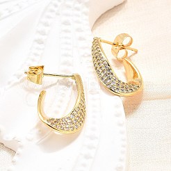 Женские серьги-гвоздики из латуни с микропаве и прозрачным кубическим цирконием&nbsp;EJEW-U056-04A-G