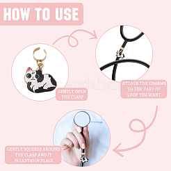 6 шт. подвеска в виде стетоскопа в виде кота из двухцветного сплава с эмалью&nbsp;HJEW-SP0001-40