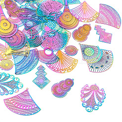 48 шт. 12 шт. филигранные подвески из нержавеющей стали 201&nbsp;STAS-FW0001-14