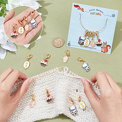 Сплав эмаль мороженое/торт/пузырьковый чай кулон фиксирующие маркеры стежка HJEW-PH01887