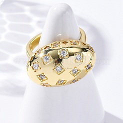 Латунные кольца-манжеты с микропаве и прозрачным цирконием для женщин RJEW-U043-01G
