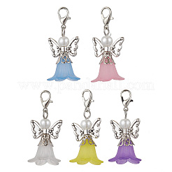 5 шт. 5-х цветные стеклянные жемчужные бусины и акриловые подвесные украшения HJEW-JM03223-02