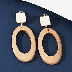 Серьги-гвоздики из нержавеющей стали 304 с эмалью&nbsp;EJEW-Z089-33G