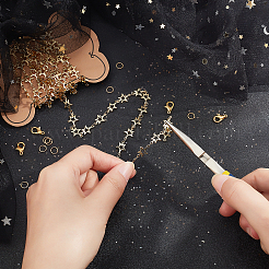 Цепи звездообразные латунные длиной 2 м&nbsp;DIY-CA0002-11